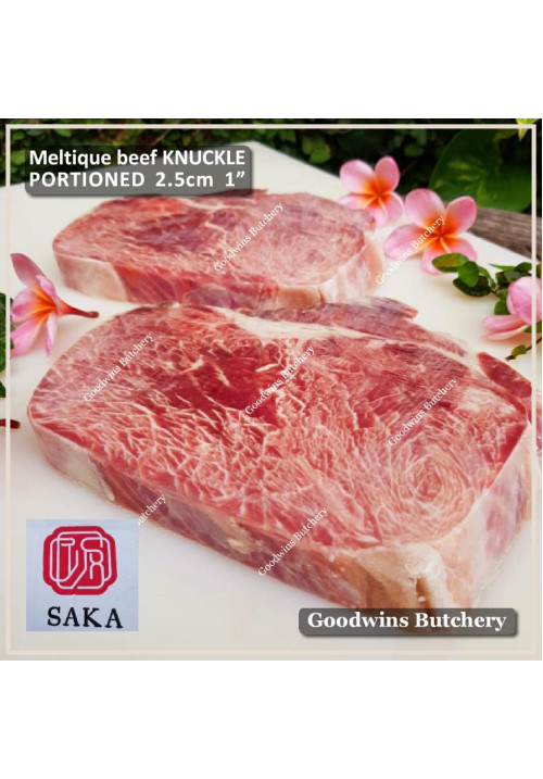 Beef KNUCKLE frozen daging paha rendang MELTIQUE meltik (wagyu alike) SAKA frozen PORTIONED 2.5cm 1" (price/pc 700g)
